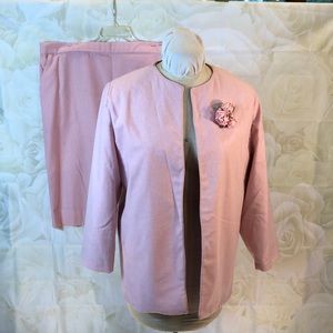 Vintage Pink Skirt Suit Handmade Size 20/22